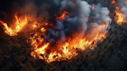 forest fire, view from above, fire, realistic photo, --ar 16:9 --v 5.2 Job ID: a590bb7f-5790-4f99-b73d-a8063b454450