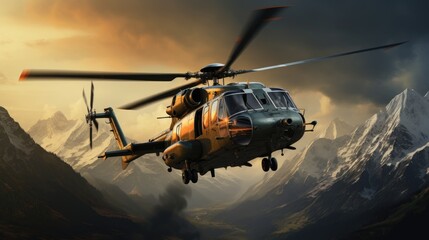 Fototapeta na wymiar helicopter, realistic, --ar 16:9 --v 5.2 Job ID: 98010ba5-b0dc-45c1-aa65-6fc5517fbde7