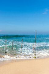 The beautiful coast of the Indian Ocean on the island of Sri Lanka.