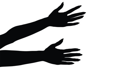 hand silhouette isolated on white, Vector collection of human hands of different gestures, hands gesturing black, Black hands silhouettes, vector illustration