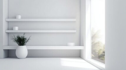 Fototapeta na wymiar 3d designer living room with blank walls and floor