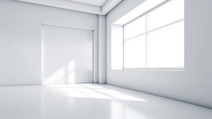 Fototapeta premium realistic and minimal empty living and dining room interior
