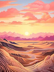 Bohemian Desert Vibes: Vibrant Landscape Poster of Sunlit Sand Dunes