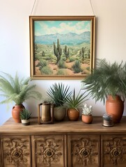 Bohemian Desert Vibes: Framed Desert Print with Rustic Frame and Vibrant Landscape
