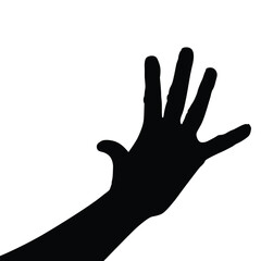 hand silhouette isolated on white, Vector collection of human hands of different gestures, hands gesturing black, Black hands silhouettes, vector illustration