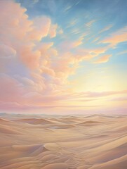 Dreamy Pastel Cloudscapes: An Ethereal Journey Through Pastel Dunes and Sandy Skies