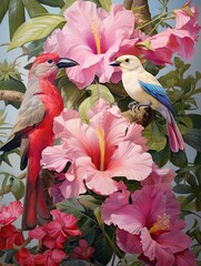Tropical Beach Art: Floral and Bird Combinations - Island Flora and Fauna, Coastal Birds