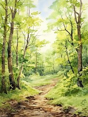 French Countryside Watercolors: Woodlands Art Print, Forest Wall Art, Rural Scenes in View
