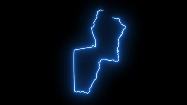 Animated map of General Santos in the Philippines with a glowing neon effect