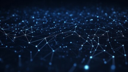 Obraz premium Abstract futuristic space: 3d rendering of blue dark background with interconnected dots and lines