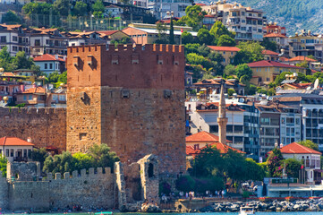 Fototapeta na wymiar View to the fortress of Alanya, Turkey.