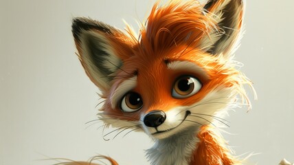 an artificial intelligence image of a cute fox who is disheveled and has big eyes