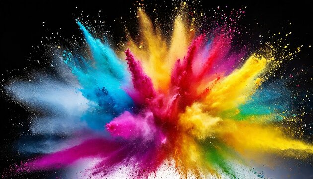 abstract colorful background with stars, Colored powder explosion. Rainbow colors dust background. Multicolored powder splash background © Hyder