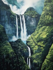 Majestic Waterfall Landscapes: Aerial Views of Scenic Vista Wall Art