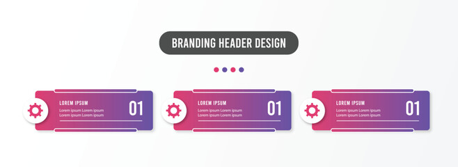 Branding header infographics three steps