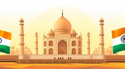 Happy republic day India 26th January. Indian monument and landmark with background, poster, card, and banner. vector illustration design