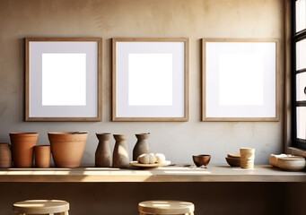 Picture Frame with a Clean White Canvas. Made with generative AI technology