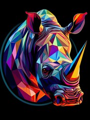 Modern Geometric Rhino Hexagonal Pattern Animal Print