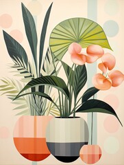 Modern Pastel Geometrics: Botanical Wall Art featuring Stunning Pastel Plant Patterns