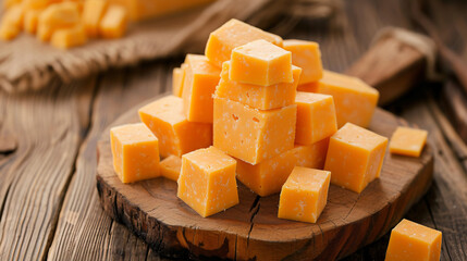 Cubes of cheddar cheese