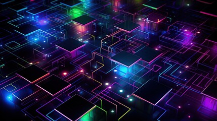 abstract technology background with glowing neon lines