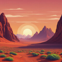 sunset in the desert in morning 
