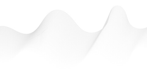 Modern abstract white wave digital geometric Technology, data science frequency gradient lines on transparent background. Isolated on white background. gray and white wavy stripes background. - obrazy, fototapety, plakaty