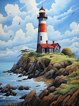 Coastal Beacon Scenes: Captivating Nautical Lighthouse Wall Art Views