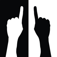 set of hand silhouettes isolated on white and black background, Vector collection of human hands of different gestures, hands gesturing black, Black hands silhouettes, vector illustration