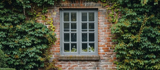 Fototapeta na wymiar Old brick house with a leaded casement window