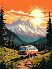 Retro Campervan Adventures: Vintage Landscape and Mountain Retreats with Vans