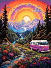 Retro Campervan Adventures: Vibrant Landscape and Colorful Tales Galore!