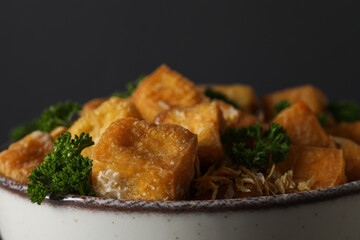 Fried tofu, delicious and tasty fried food
