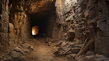 Deserted limestone mine tunnel