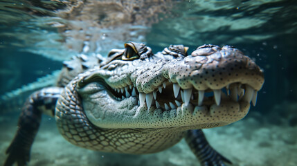 Fototapeta premium Crocodile under water. 