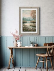 Vintage Cottage by the Lake: Serene Lakeside Views, Rustic Wall Decor Art Print