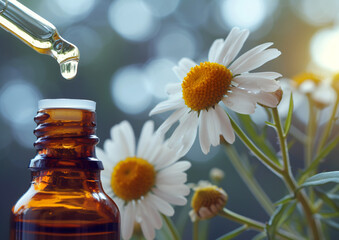 Obraz na płótnie Canvas Dripping chamomile essential oil