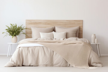Fototapeta na wymiar cozy modern scandi style bedroom