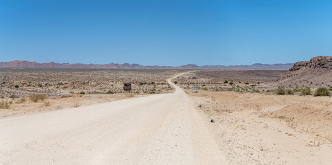 gravel road junction in desert, south of Hobas,  Namibia