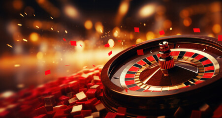 A wallpaper featuring a roulette wheel in a casino, spin and win, generative AI