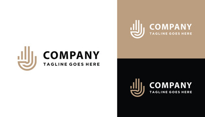 Modern Initial Letter J with High Tower Building Stripes Logo Design