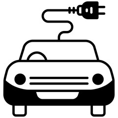 EV car plug glyph and line vector illustration
