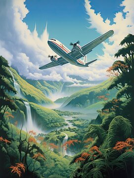 Supersonic Jets and Vintage Aviation Prints: Breaking Sound Barriers in Vibrant Landscapes
