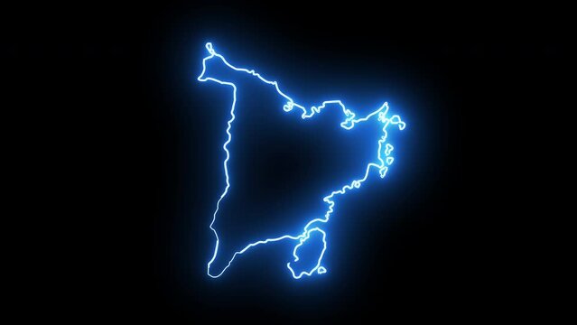 Animated map of Iloilo in the Philippines with a glowing neon effect