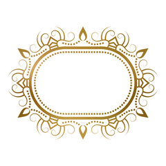 Golden vintage frame with ethnic ornaments for text. Perfect for elegant label decoration, nameplate or price tag design.