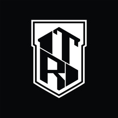 TR Logo monogram hexagon geometric up and down inside shield isolated style design template