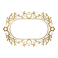 Golden vintage frame with floral ornaments for title. Suitable for romantic card decoration, nameplate or cover design.