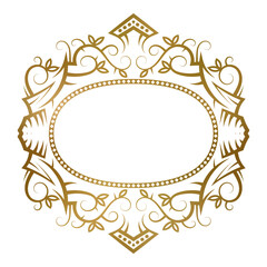 Golden vintage frame with floral ornaments for title. Good for elegant page decoration, price tag and cover design.