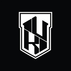 UK Logo monogram hexagon geometric up and down inside shield isolated style design template