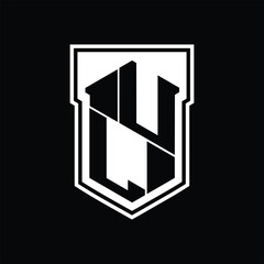 UL Logo monogram hexagon geometric up and down inside shield isolated style design template